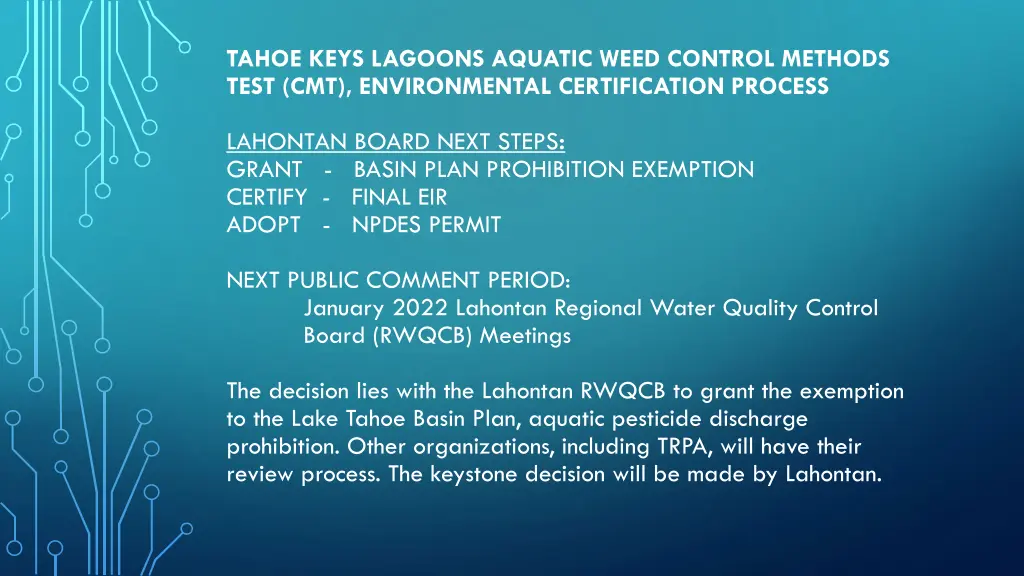 tahoe keys lagoons aquatic weed control methods