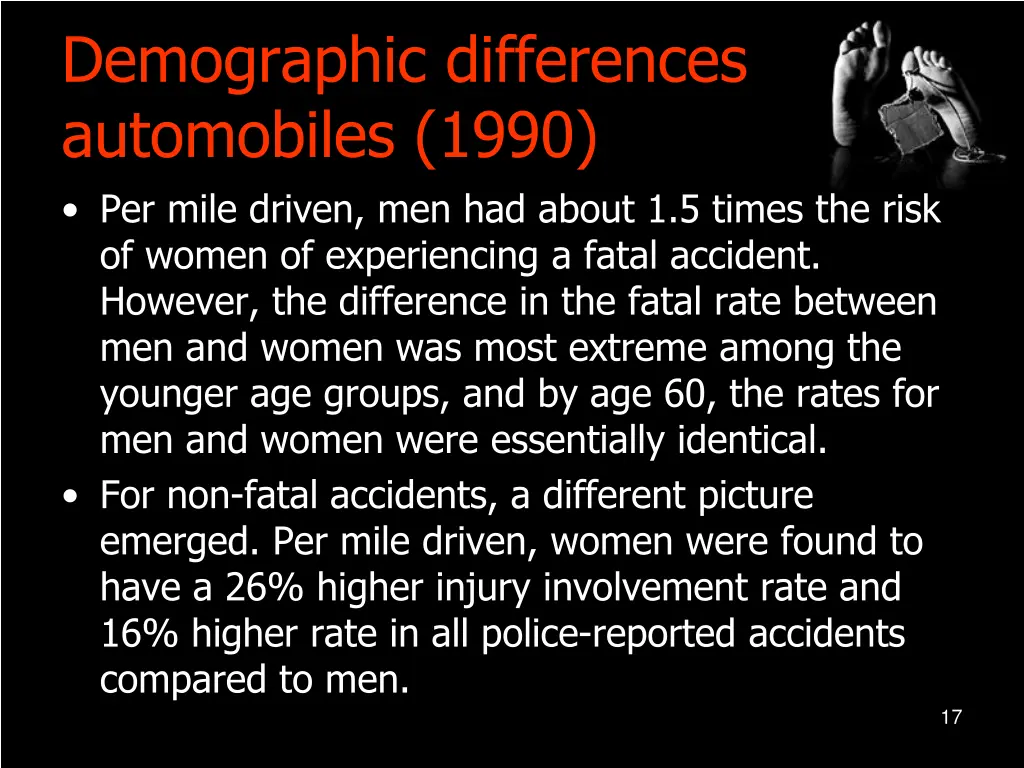 demographic differences automobiles 1990 per mile