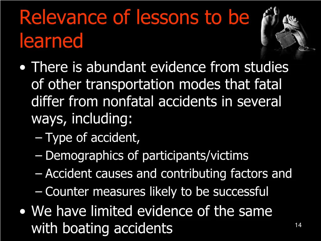 relevance of lessons to be learned there