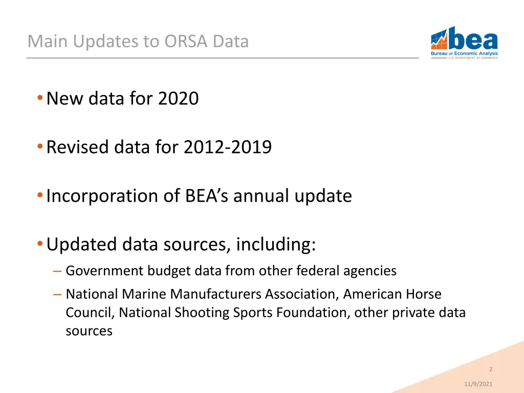 main updates to orsa data