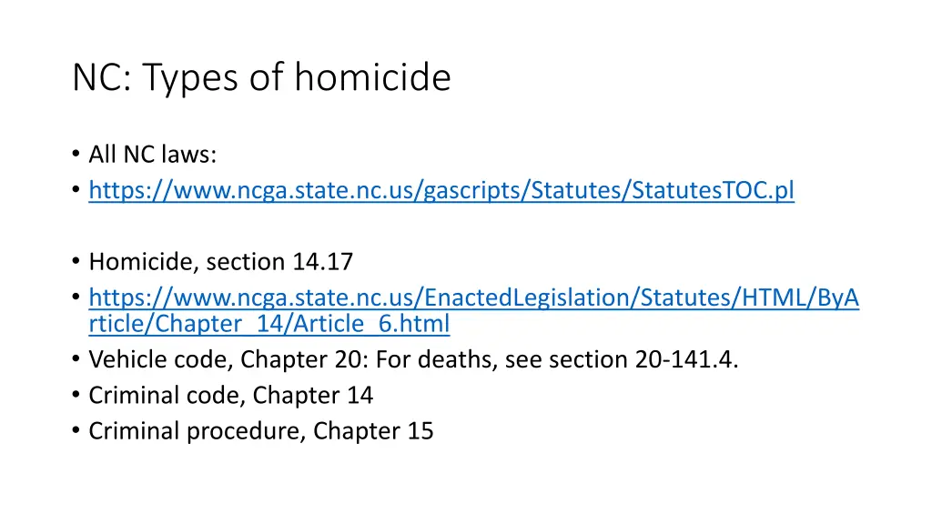 nc types of homicide