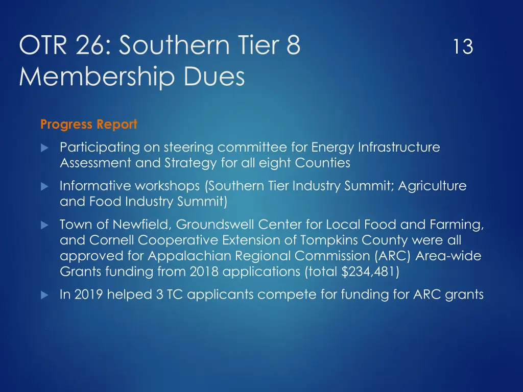 otr 26 southern tier 8 membership dues