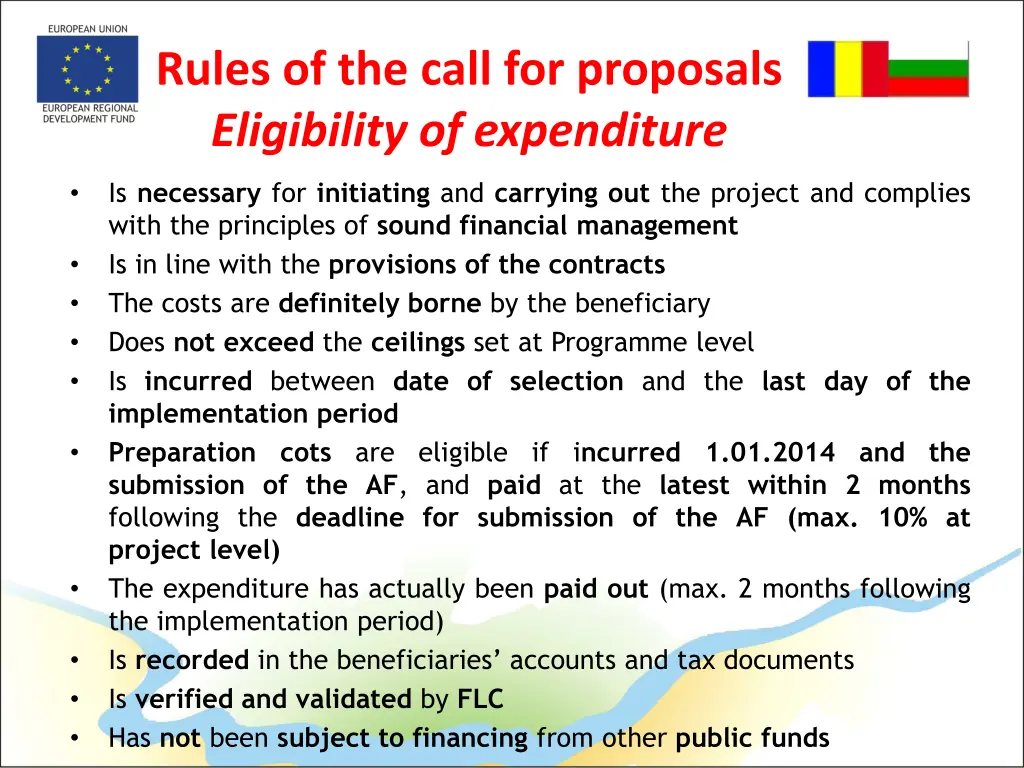 rules of the call for proposals eligibility 3