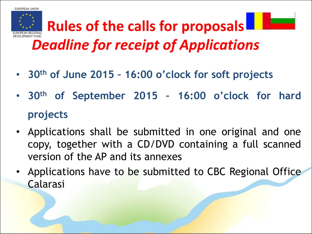 rules of the calls for proposals deadline