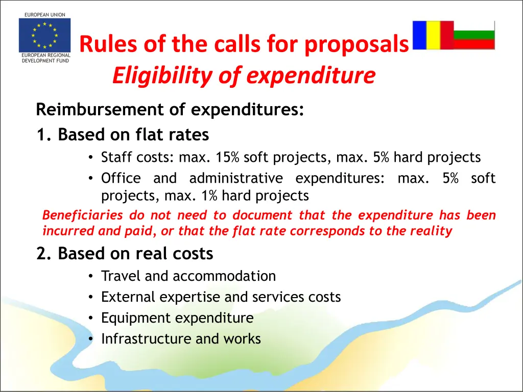 rules of the calls for proposals eligibility 2