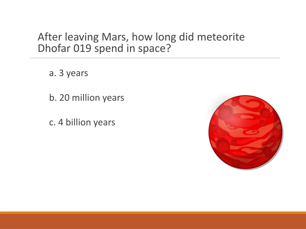 after leaving mars how long did meteorite dhofar