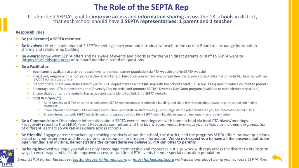 the role of the septa rep