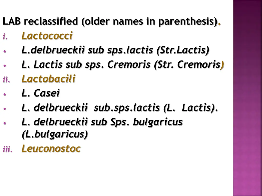 lab reclassified older names in parenthesis