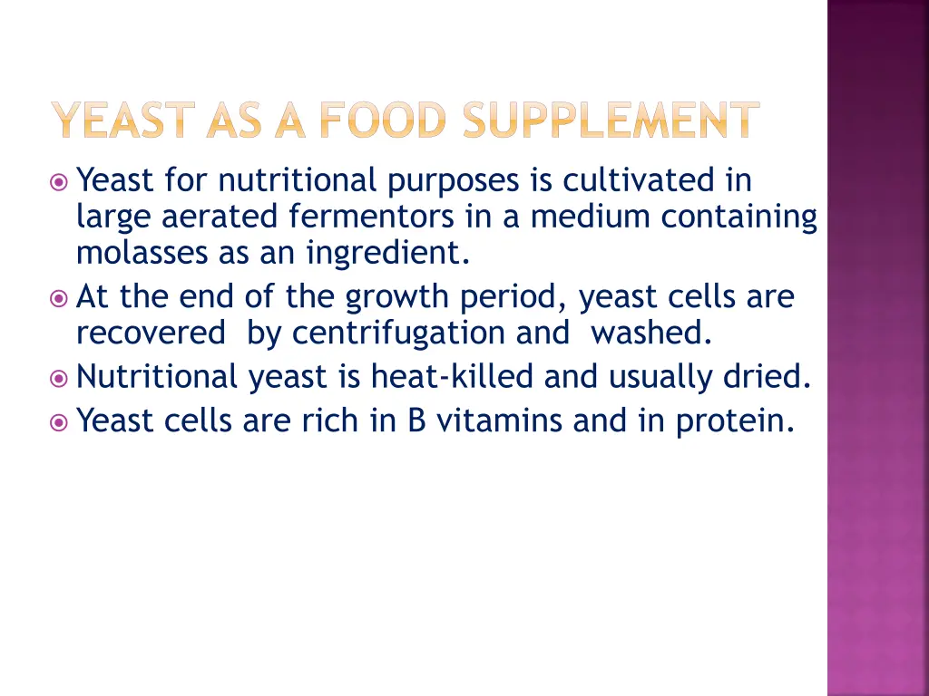 yeast as a food supplement yeast for nutritional