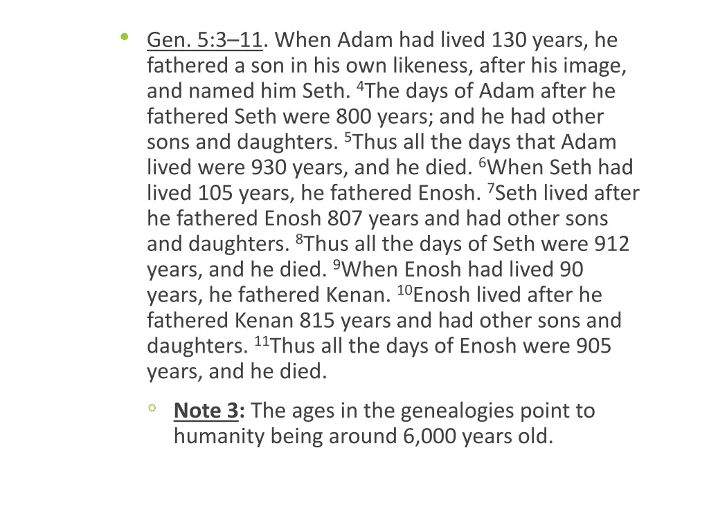 gen 5 3 11 when adam had lived 130 years 2