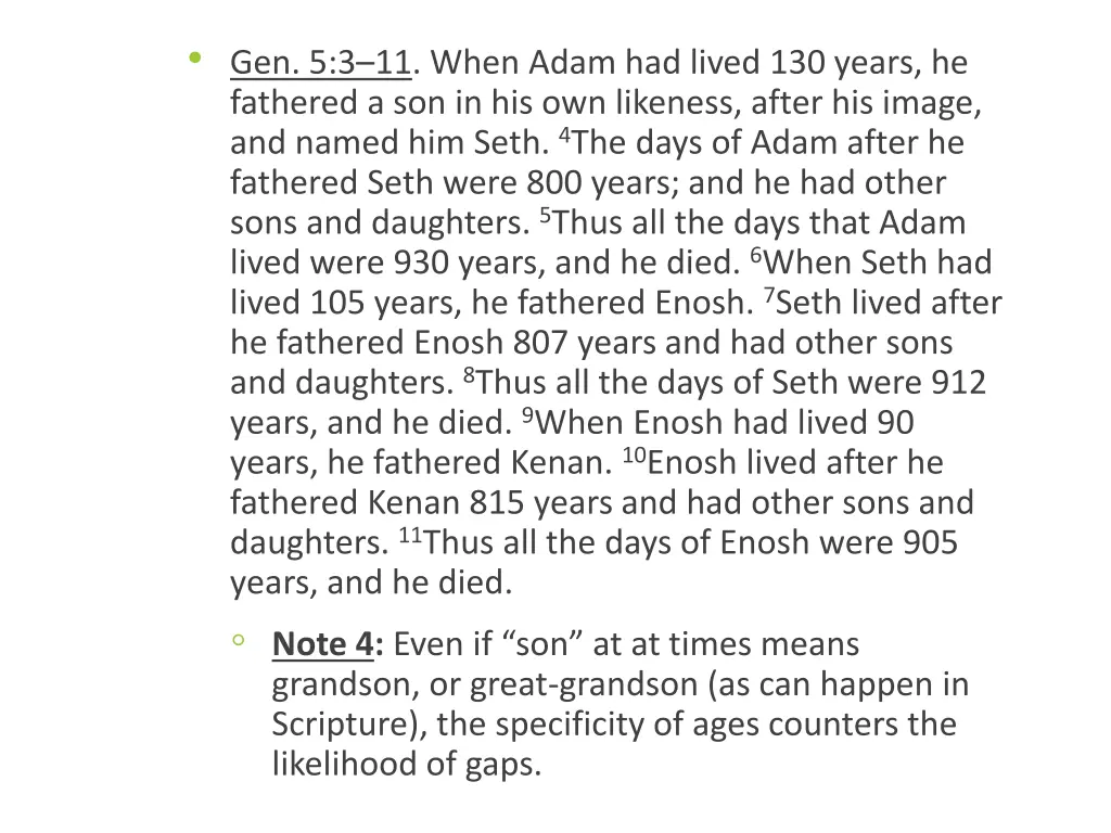 gen 5 3 11 when adam had lived 130 years 3