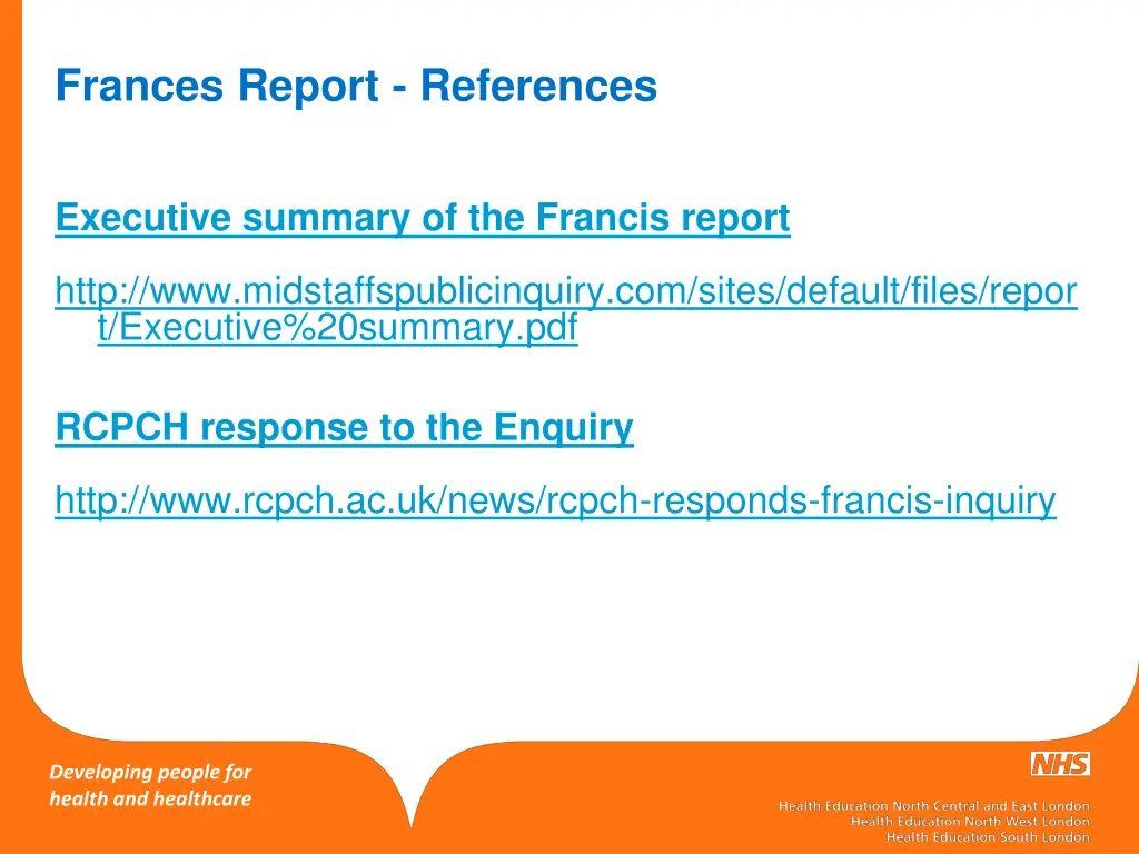 frances report references