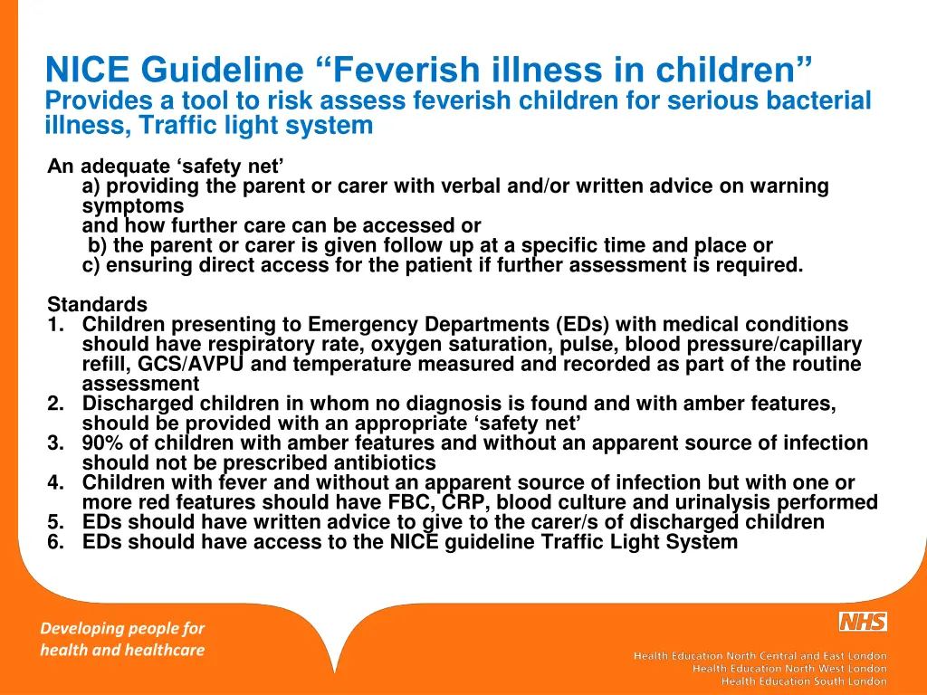 nice guideline feverish illness in children