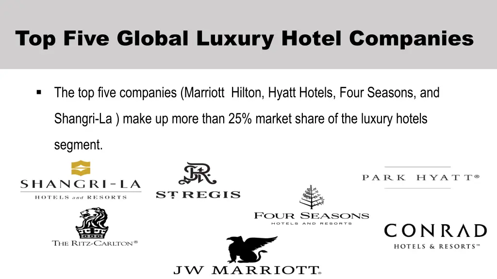 top five global luxury hotel companies