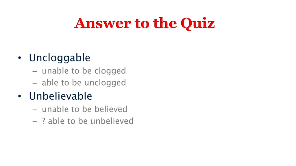 answer to the quiz