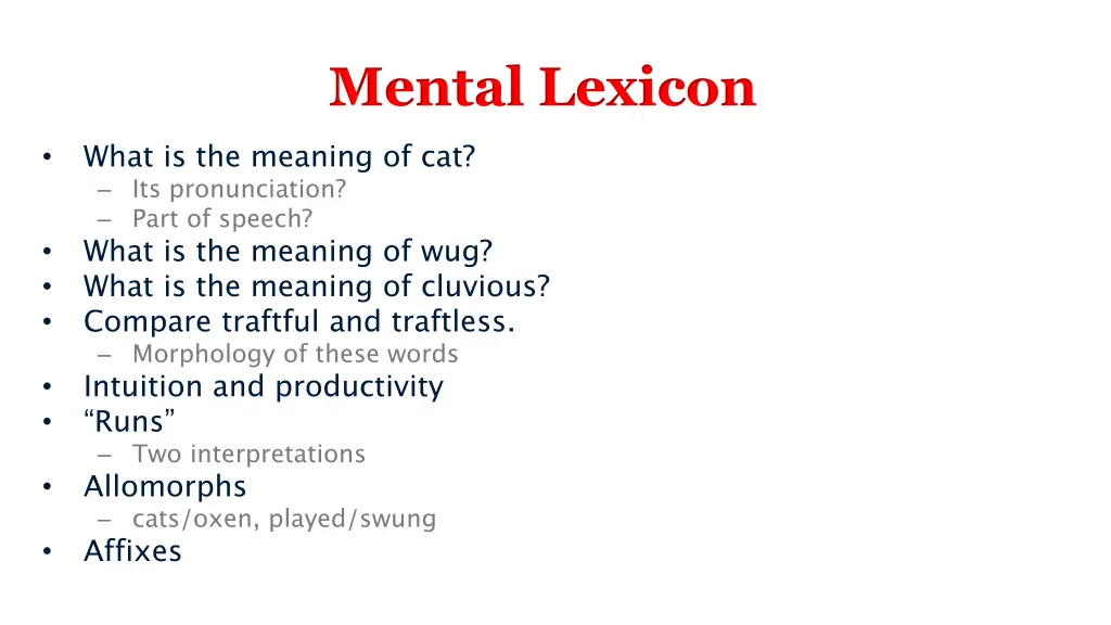 mental lexicon