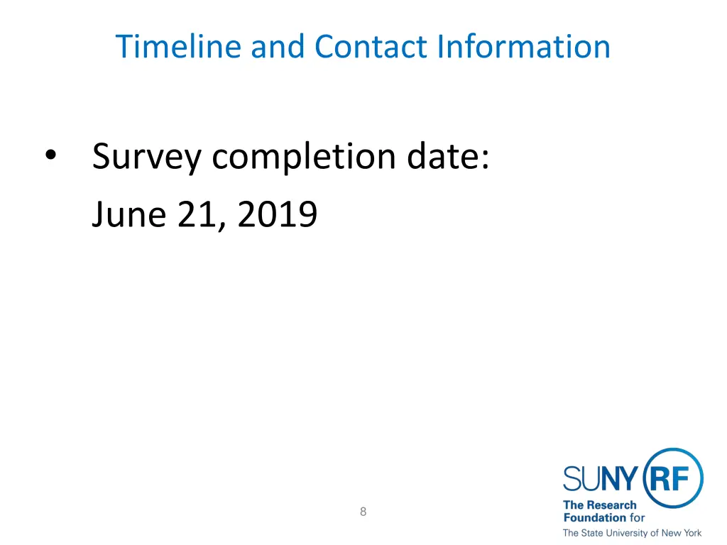 timeline and contact information