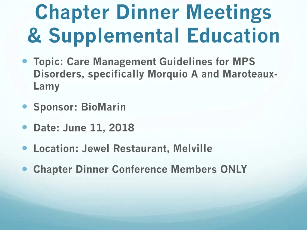 chapter dinner meetings supplemental education