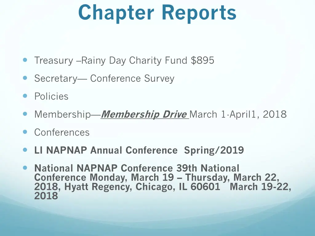 chapter reports