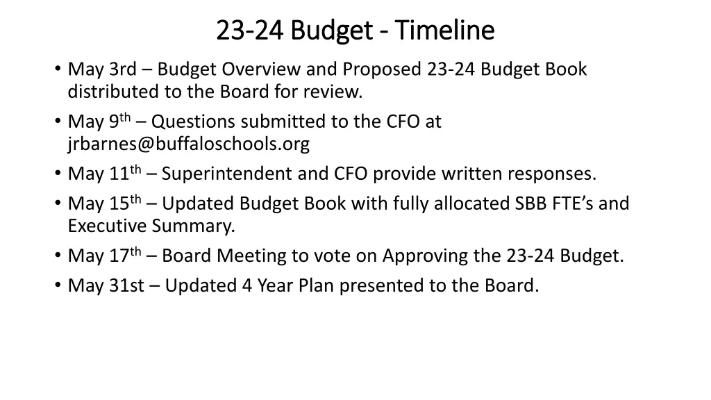 23 23 24 budget 24 budget timeline