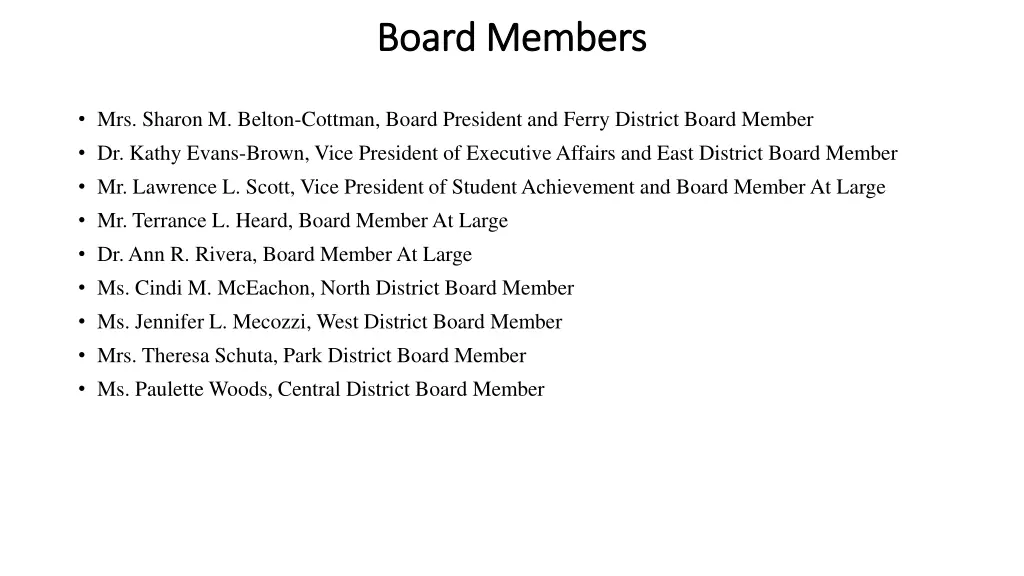 board members board members