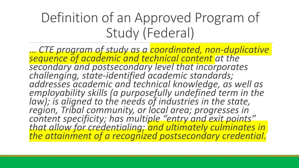 definition of an approved program of study