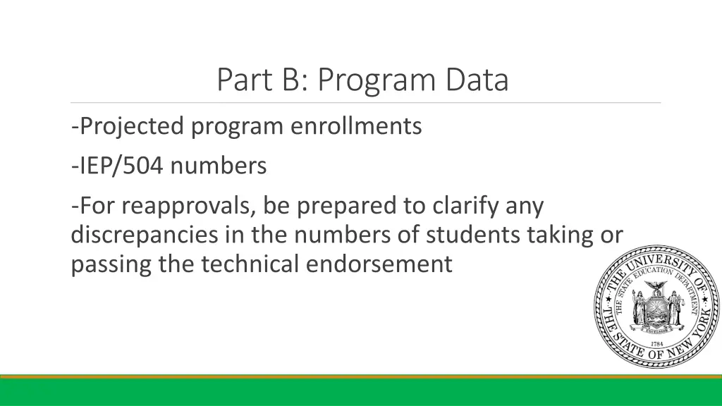 part b program data