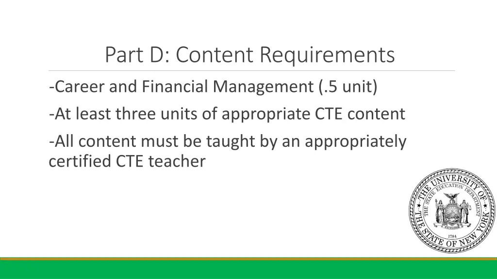 part d content requirements