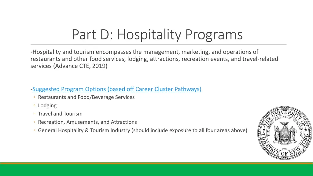 part d hospitality programs