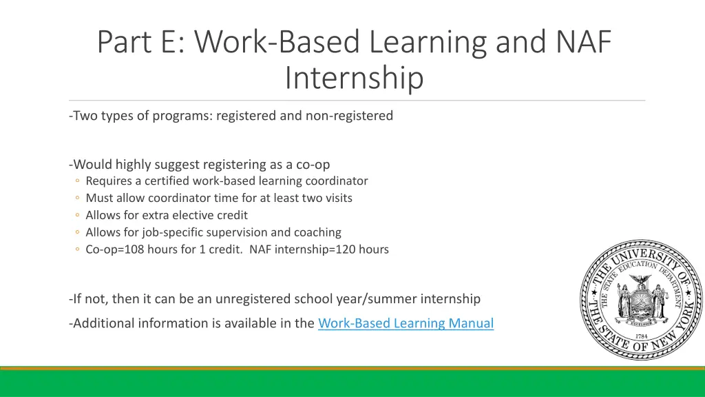 part e work based learning and naf internship