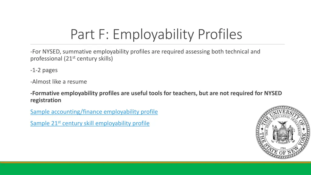 part f employability profiles