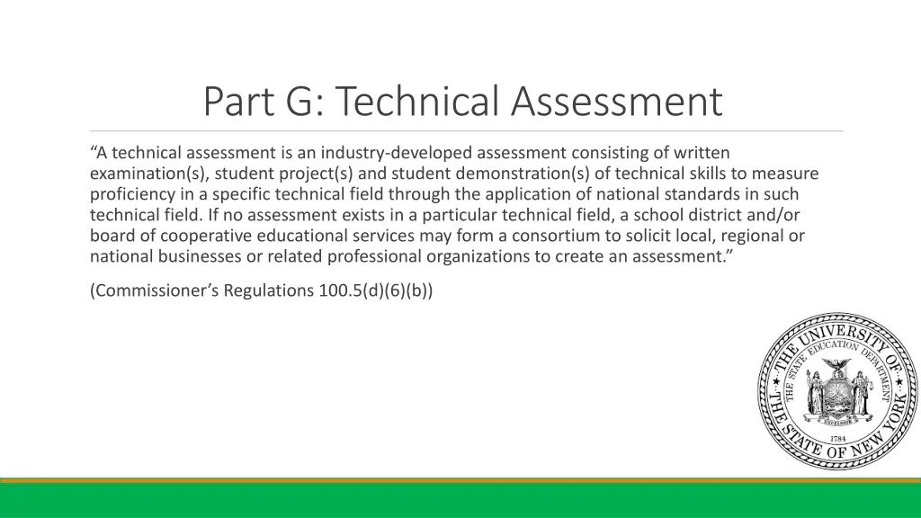 part g technical assessment