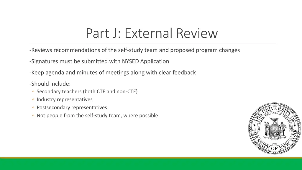 part j external review