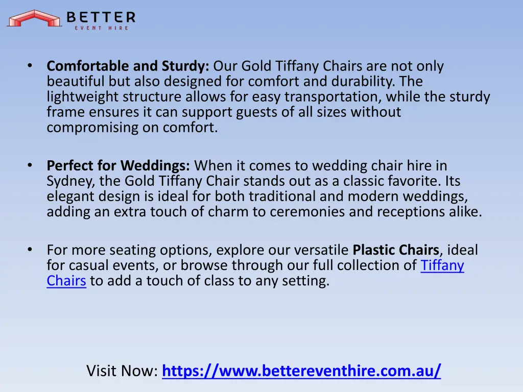 comfortable and sturdy our gold tiffany chairs