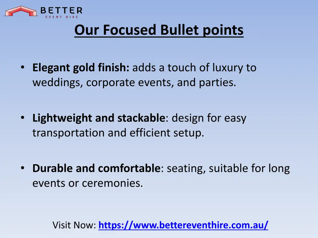 our focused bullet points