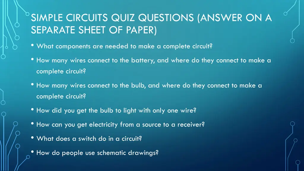 simple circuits quiz questions answer