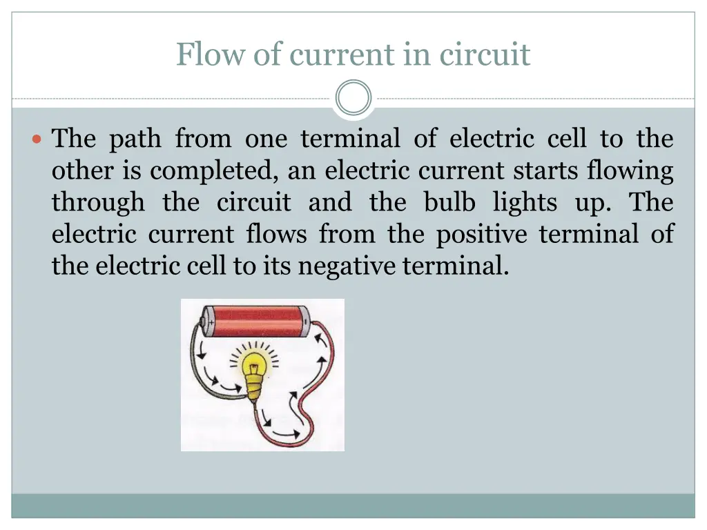 flow of current in circuit