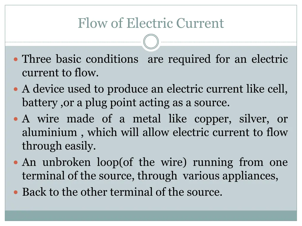 flow of electric current