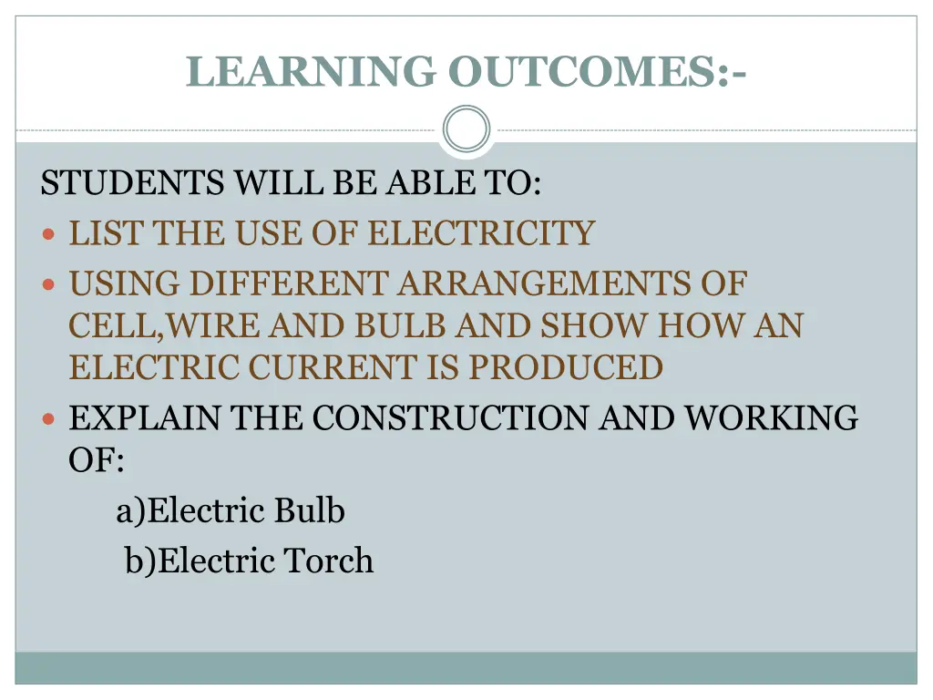 learning outcomes