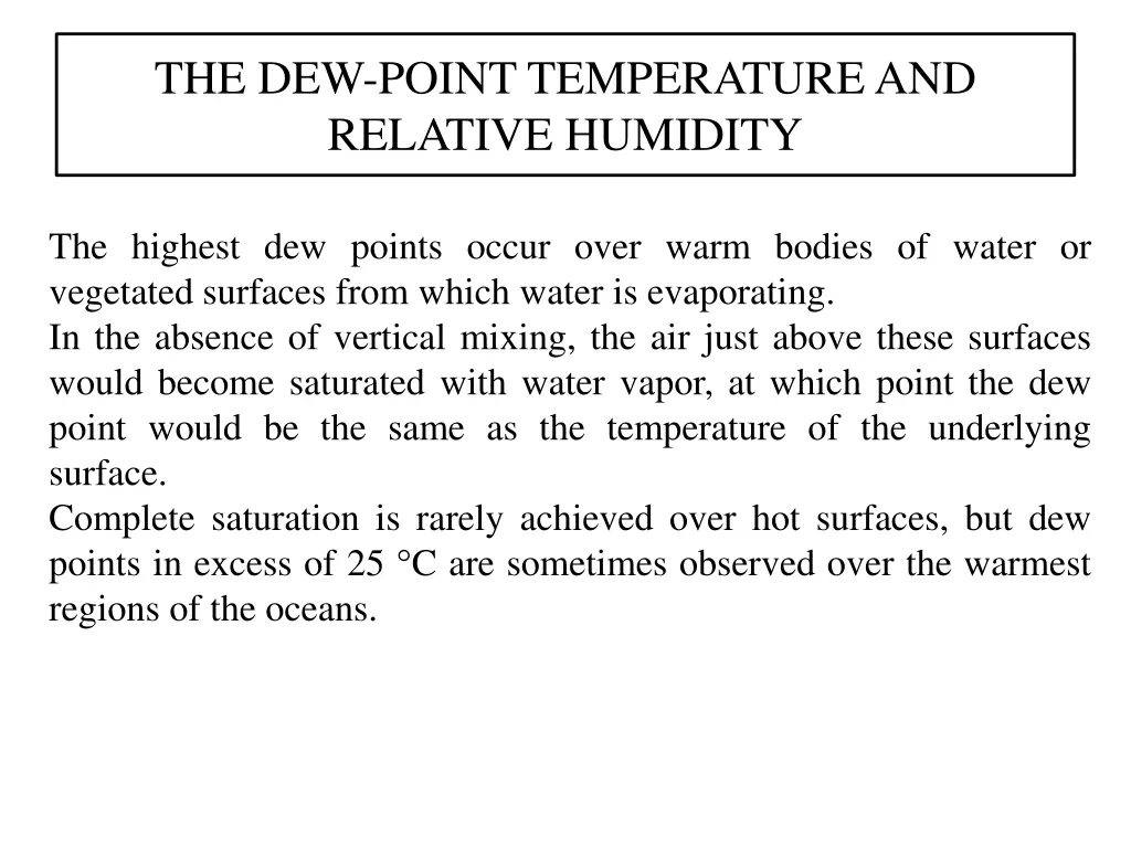 the dew point temperature and relative humidity 2