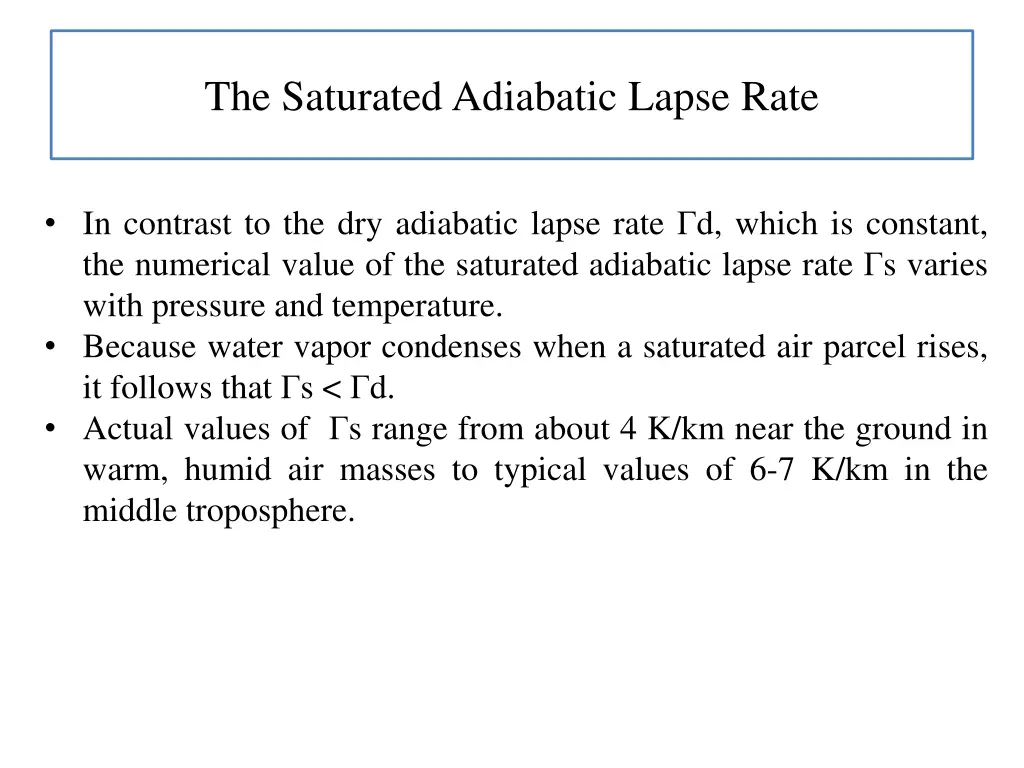 the saturated adiabatic lapse rate