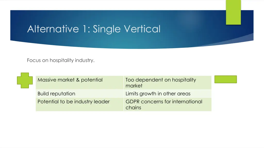 alternative 1 single vertical