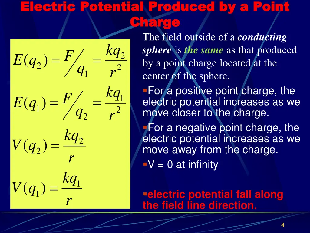 electric potential produced by a point electric