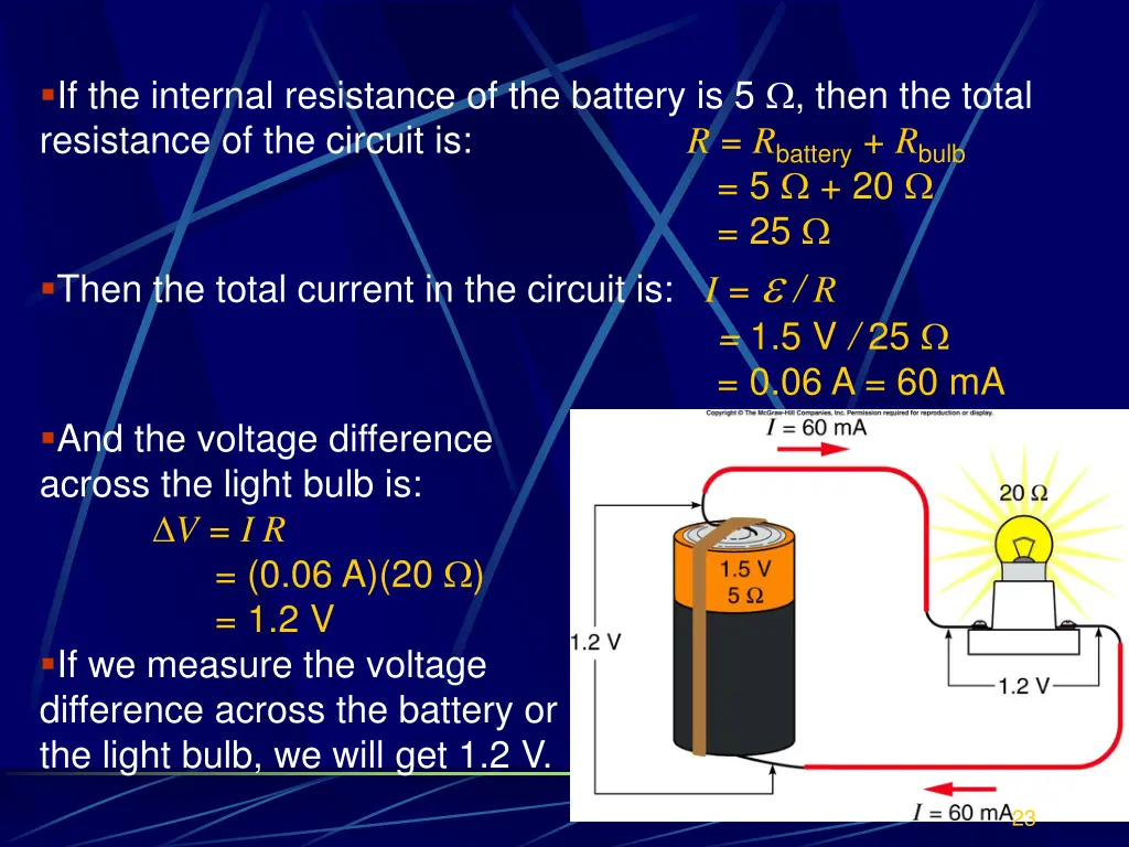 if the internal resistance of the battery