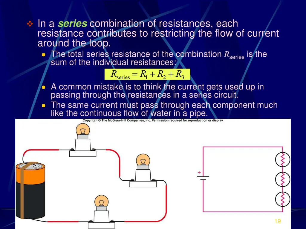 in a series combination of resistances each