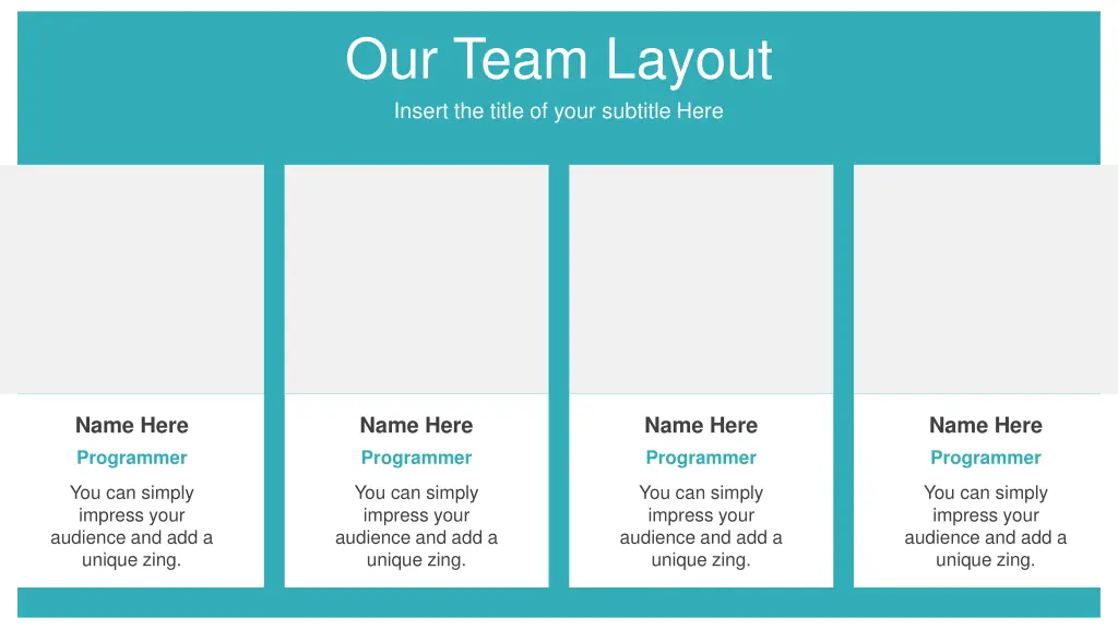 our team layout insert the title of your subtitle