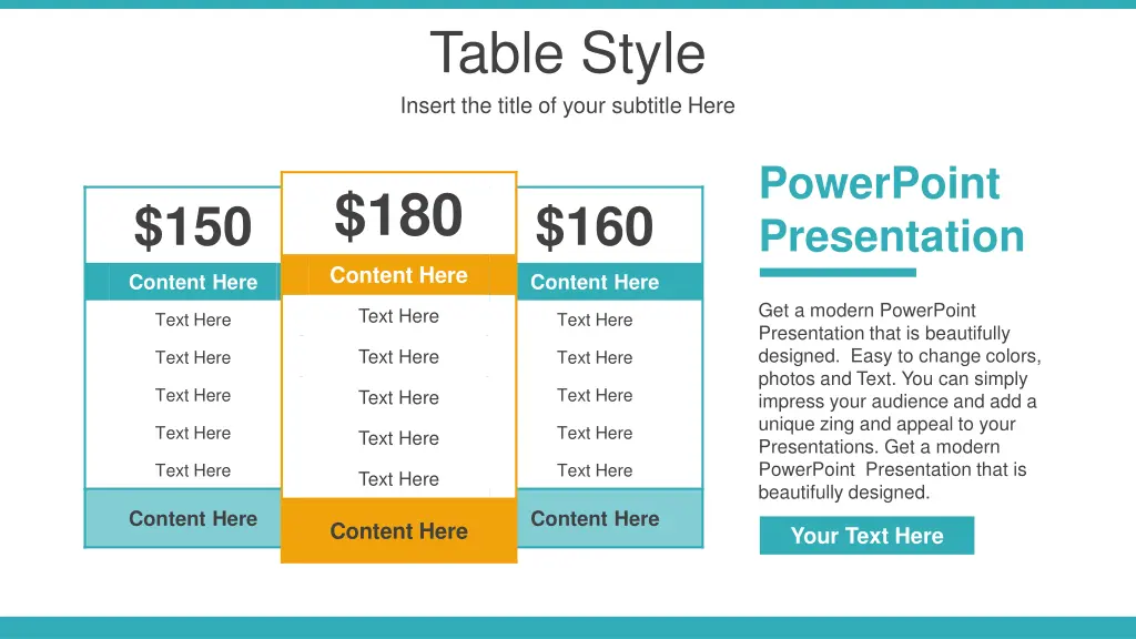 table style insert the title of your subtitle here 1