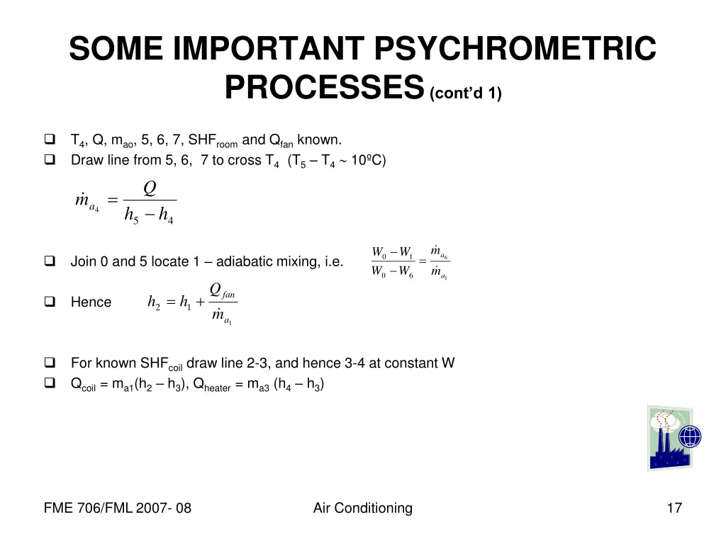 some important psychrometric processes cont d 1 1