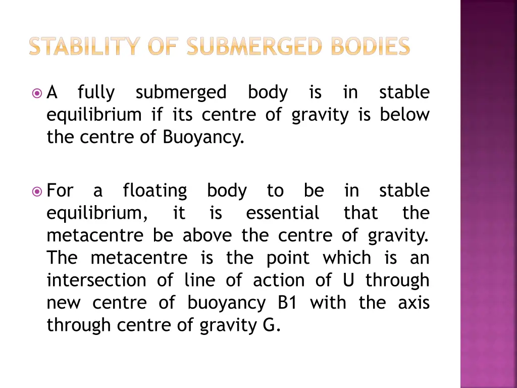 stability of submerged bodies