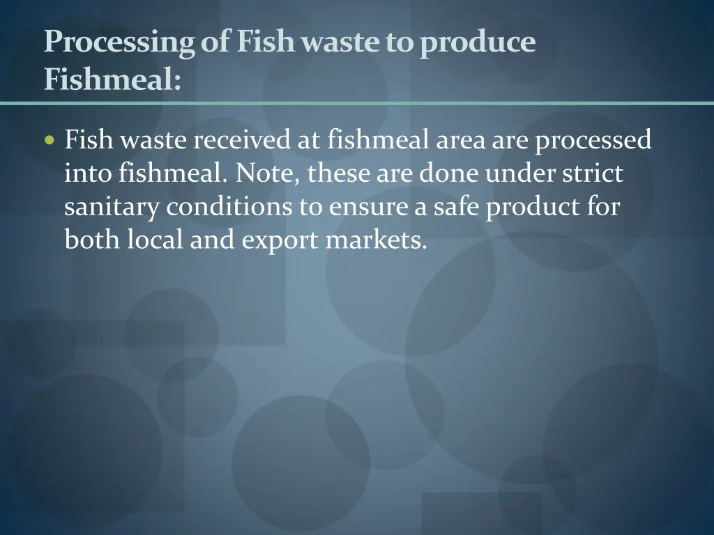 processing of fish waste to produce fishmeal